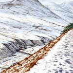 Outerside from Coledale in winter, sketch by Andy Beck from The Wainwrights in Colour
