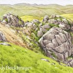 Rampsgill Head arete 2, watercolour sketch from The Wainwrights in Colour by Andy Beck