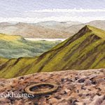 Blencathra summit ring, watercolour sketch by Andy Beck from The Wainwrights in Colour