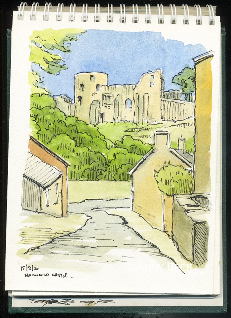 Barnard Castle, pen and wash sketch