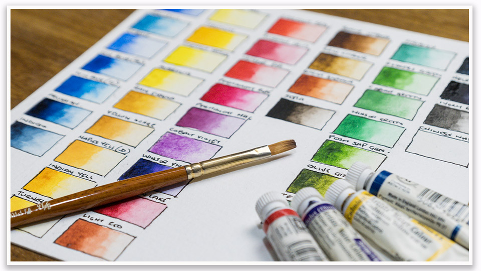 My Current Watercolor Palette  2021 color choices & swatch card