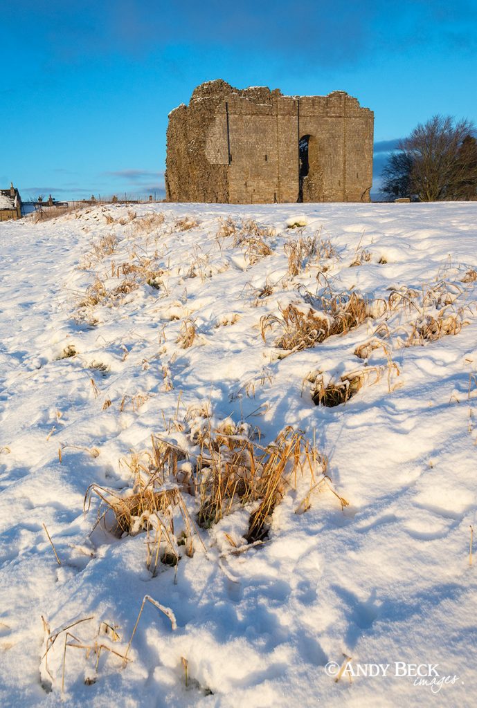 Afternoon sun and snow, Bowes Castle