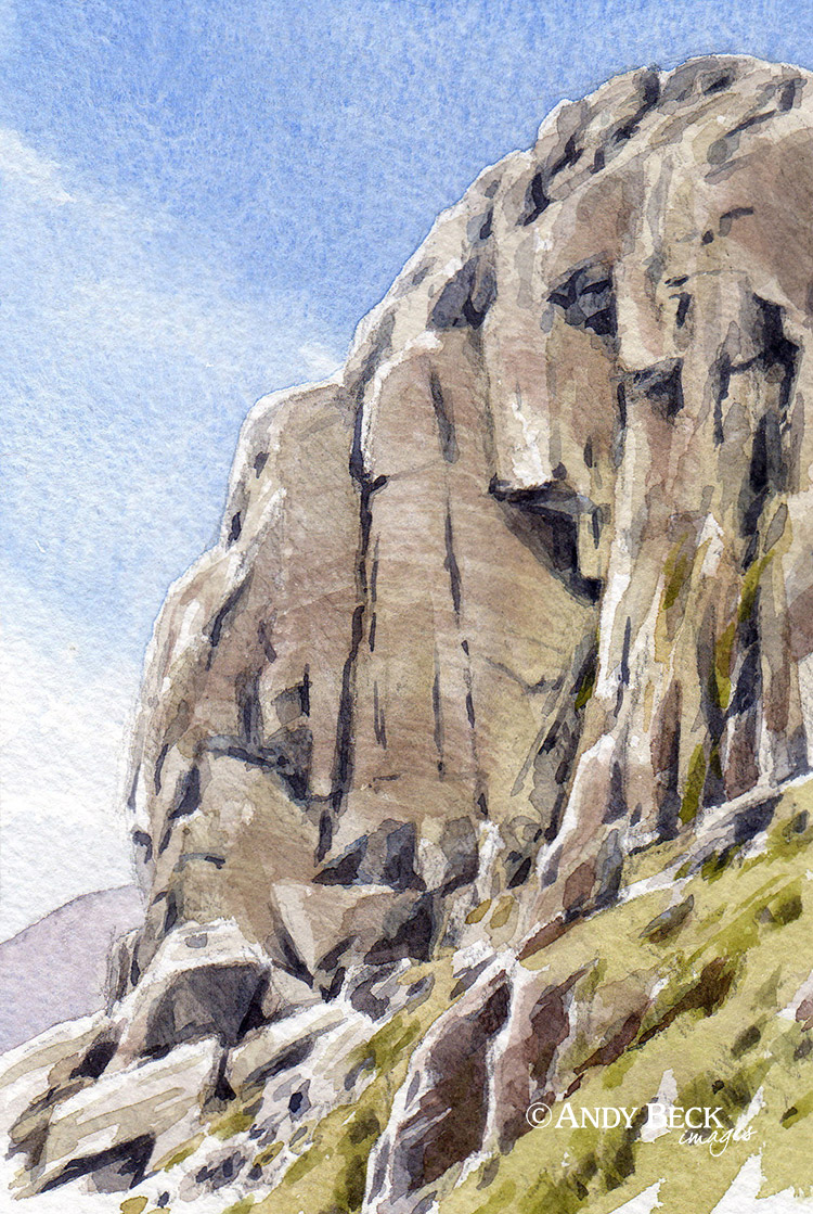 Kern Knotts, Great Gable sketch. Wainwrights in Colour sketch