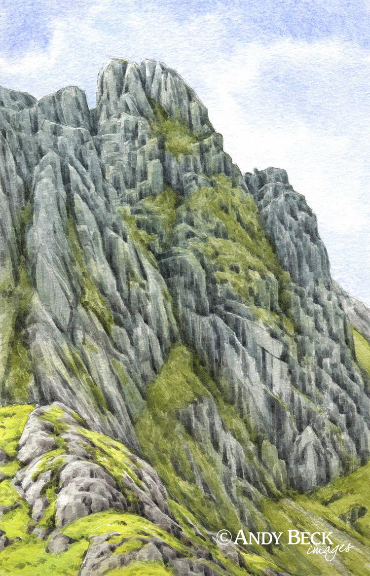 Pillar Rock painting. Wainwrights in Colour sketch