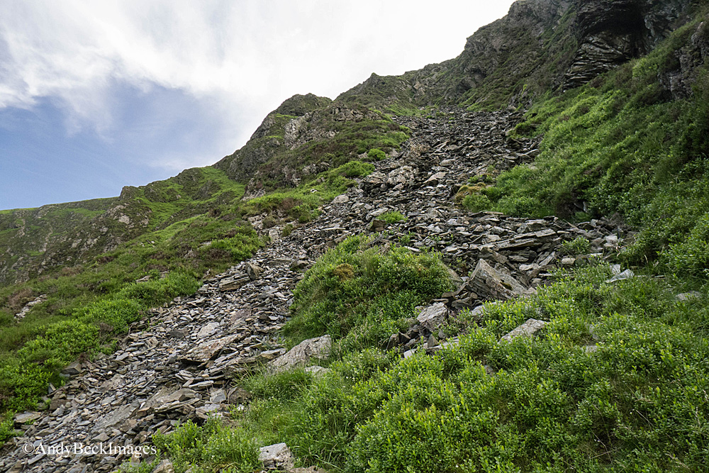 Hobcarton Crag scree slope