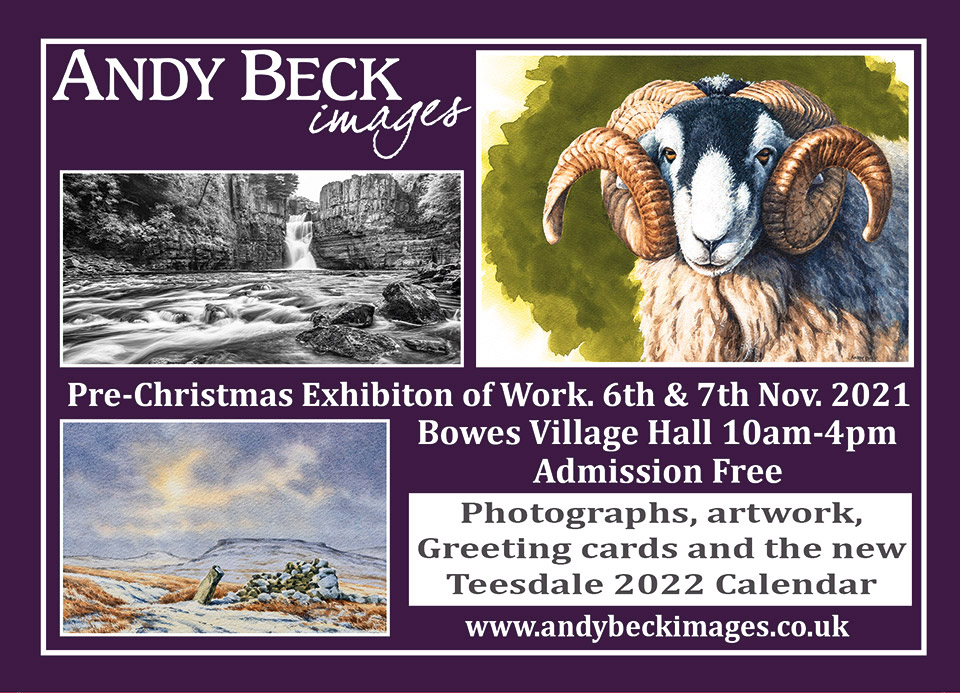 Andy Beck Pre-christmas exhibition information postcard