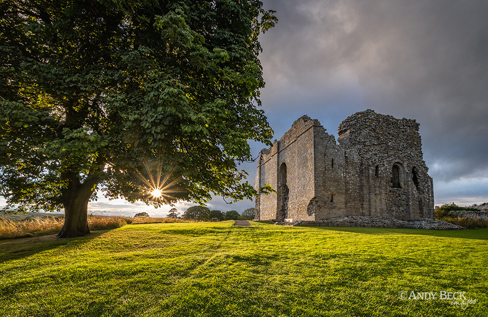 Bowes Castle as sun sets