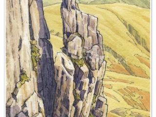 Gladstone&#039;s finger sketch, Crinkle Crags Andy Beck painting the wainwrights series