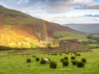 Upper Swaledale rainbow North Yorkshire. Yorkshire Dales