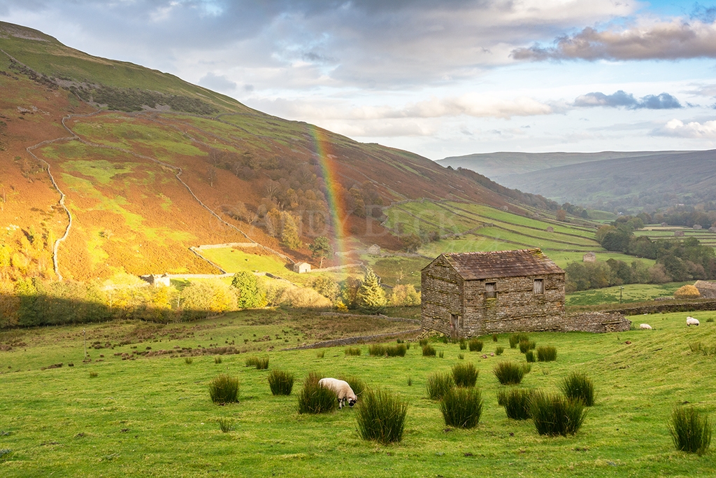 Upper Swaledale rainbow North Yorkshire. Yorkshire Dales