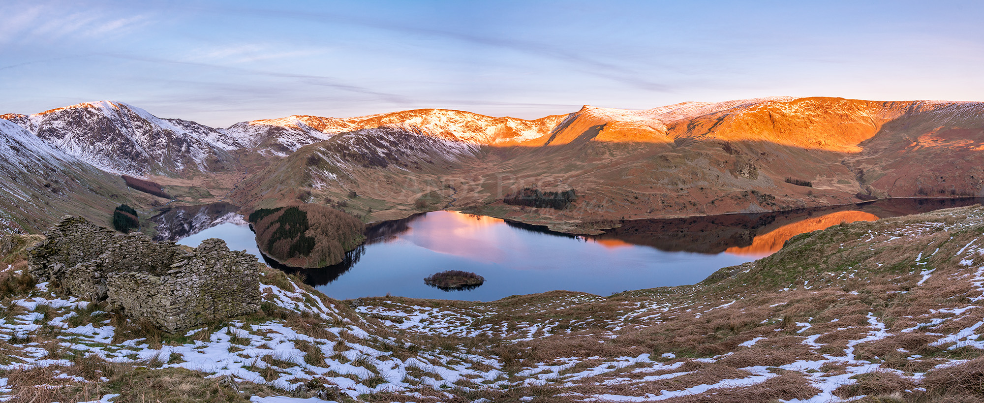 Haweswater and High Street, winters day dawn.