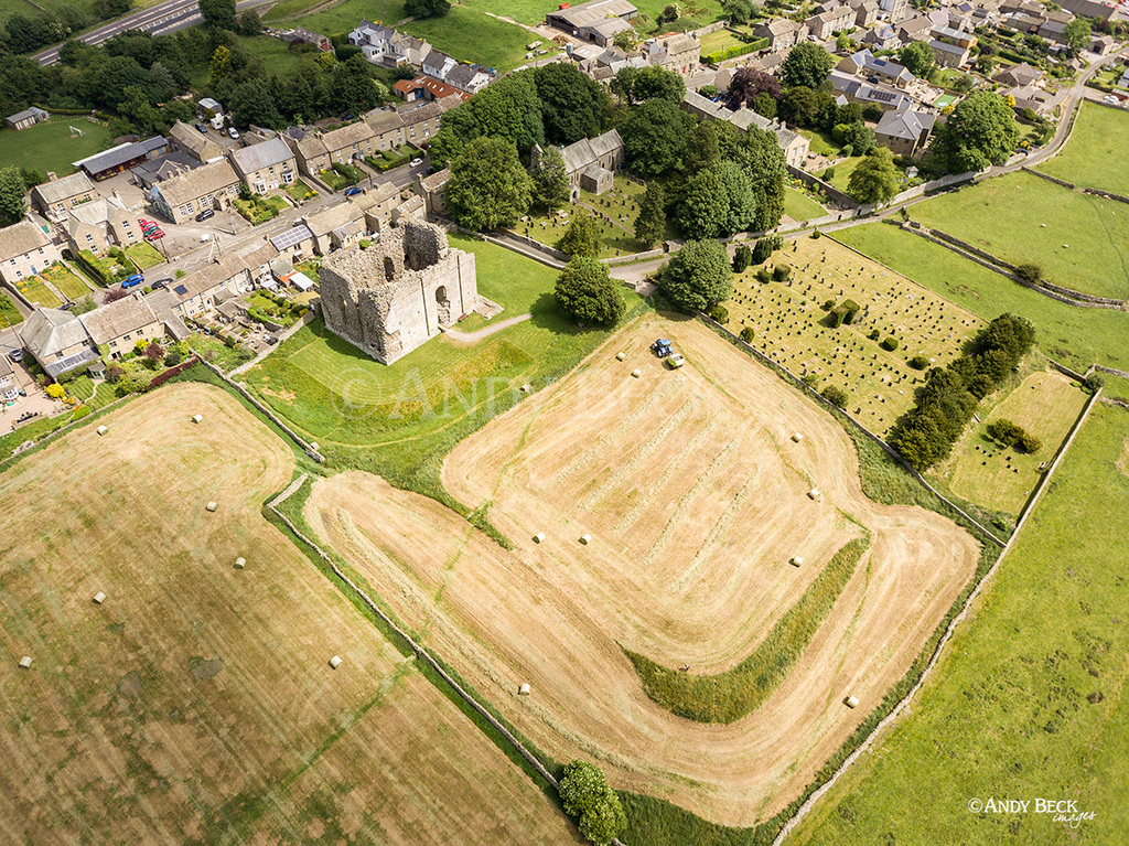 Bowes Castle at Haytime from above.