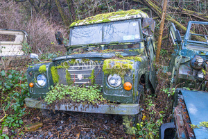 Abandoned Land Rover (series 3, split screen). Land Rover restoration project