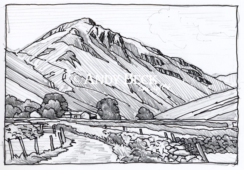 Great Gable line drawing by Andy Beck
