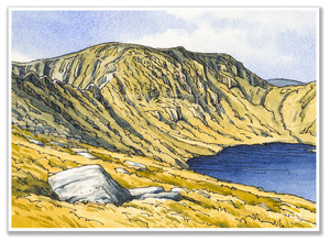 Helvellyn sketch, pen and watercolour by Andy Beck
