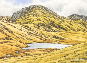 Great End and Styhead tarn sketch by Andy Beck
