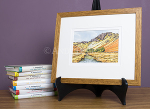Haystacks original pen and watercolour by Andy Beck framed