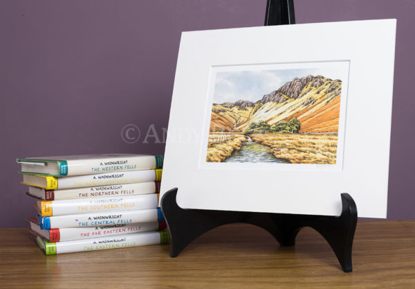 Haystacks print by Andy Beck mounted