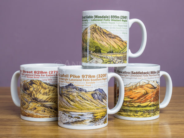 Lakeland Fells mugs by Andy Beck Images
