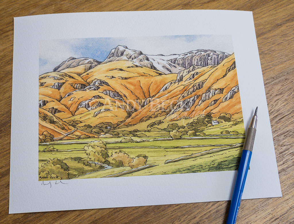Langdale Pikes print by Andy Beck lakeland fell Lake District