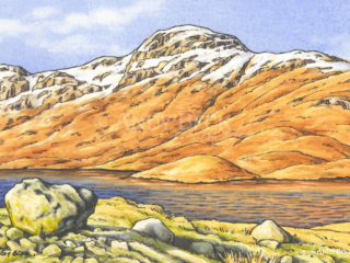 Tarn Crag Easedale, Wainwright Fell Tarn Crag sketch Andy Beck painting the wainwrights series