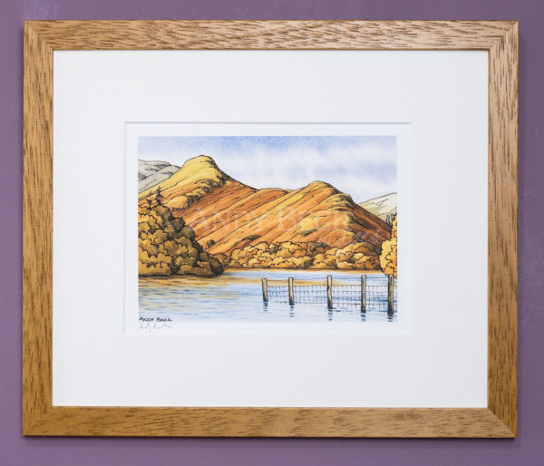 Catbells print. Signed open edition print from an original sketch by Andy Beck