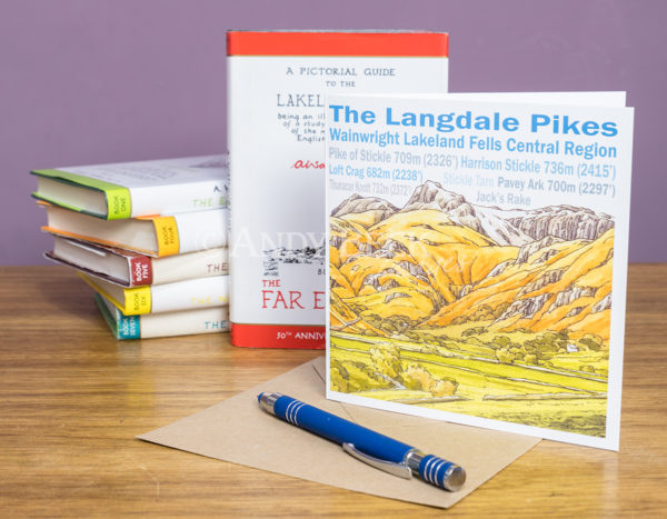 Langdale Pikes 6x6 greeting card by Andy beck