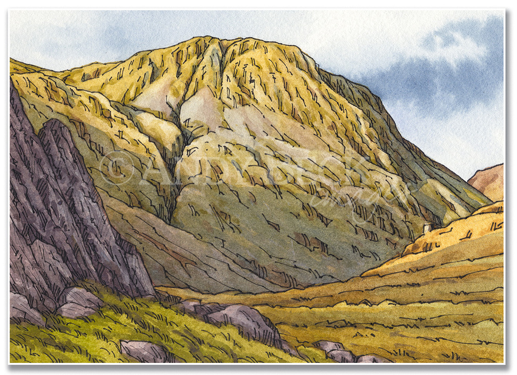 Lingmell pen and watercolour sketch by Andy Beck
