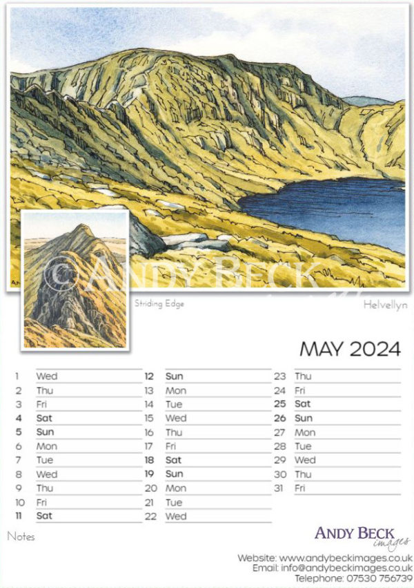 Lakeland Fells calendar 2024 May by Andy Beck