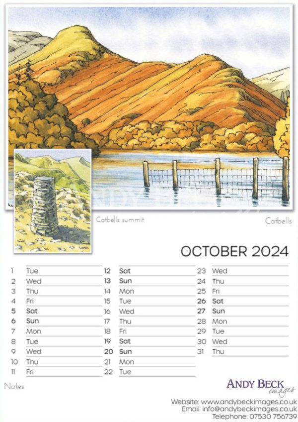 Lakeland Fells calendar 2024 October by Andy Beck
