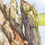 Crag Fell Pinnacles, Wainwright Crag Fell small sketch Andy Beck painting the wainwrights series