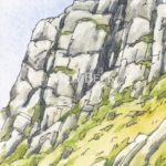 Gimmer Crag Langdale Pikes framed sketch Andy Beck painting the wainwrights series
