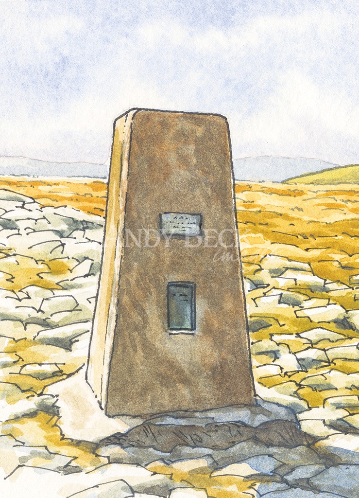 High Street summit trig column small sketch by Andy Beck