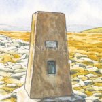 High Street summit trig column small sketch Andy Beck painting the wainwrights series