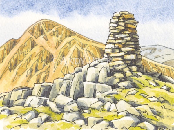 Lingmell summit- Original Sketch. small sketch by Andy Beck