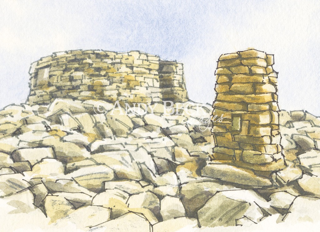 Scafell Pike summit small sketch by Andy Beck