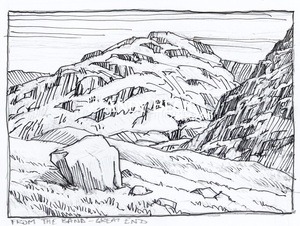 Allen Crags line drawing, Wainwright Allen Crags