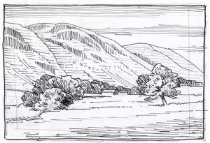 Arthur's Pike line drawing. Wainwright Arthur's Pike