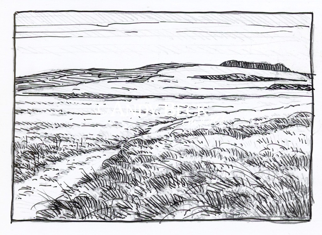 Heughscar Hill line drawing. Wainwright Heughscar Hill