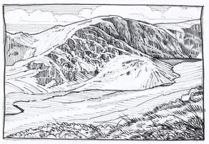 Mardale Ill Bell line drawing. Wainwright Mardale Ill Bell