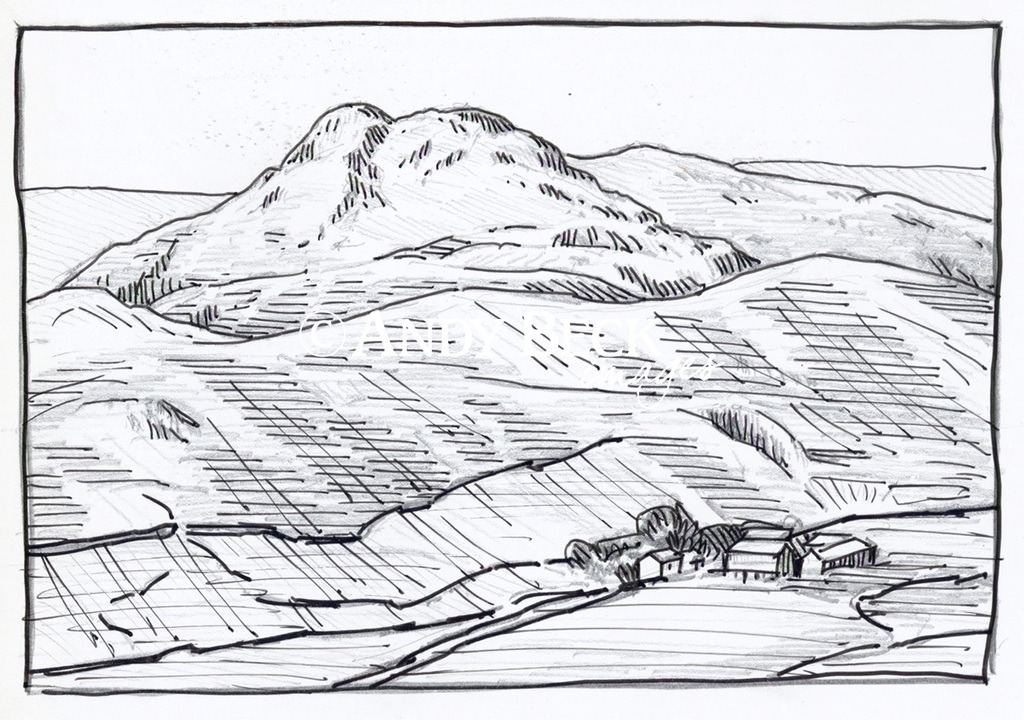 Stickle Pike line drawing. Stickle Pike Outlying fell