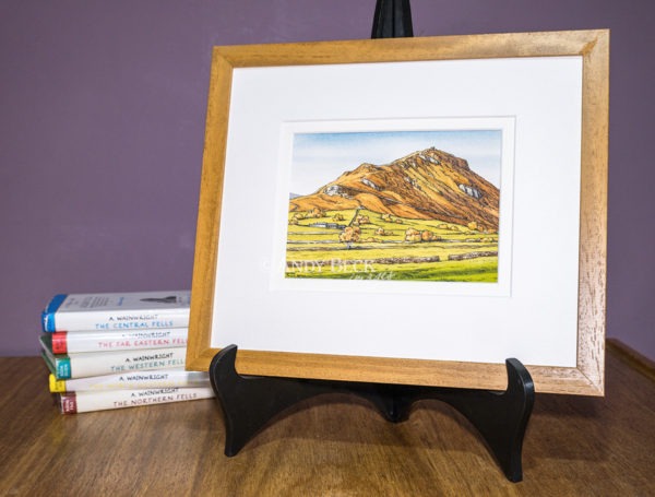 Helm Crag framed original sketch. Wainwright fell Helm Crag