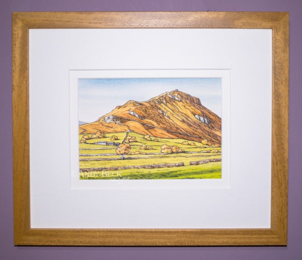 Helm Crag framed original sketch. Wainwright fell Helm Crag
