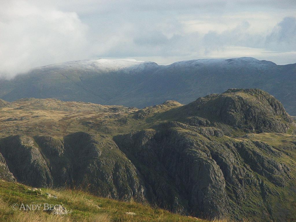 Helvellyn from Crinkle Crags. Harrison Stickle in the middle