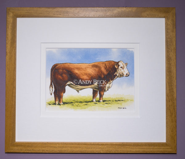 Hereford Bull framed original. Hereford Cattle