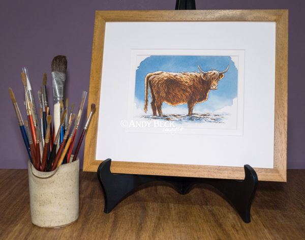 Highland cow framed original. Highland Cow