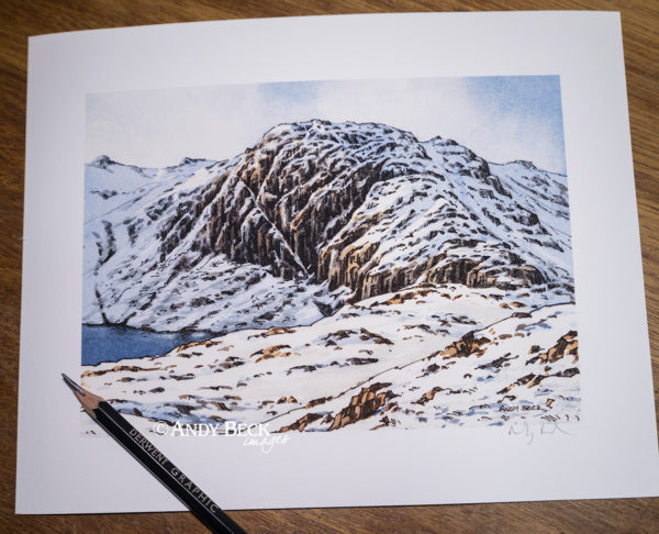 Pavey Ark print. Wainwright Pavey Ark Langdale Pikes