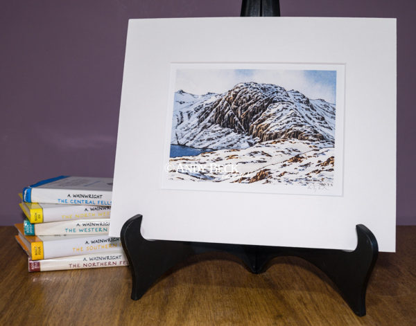 Pavey Ark mounted print. Wainwright Pavey Ark Langdale Pikes