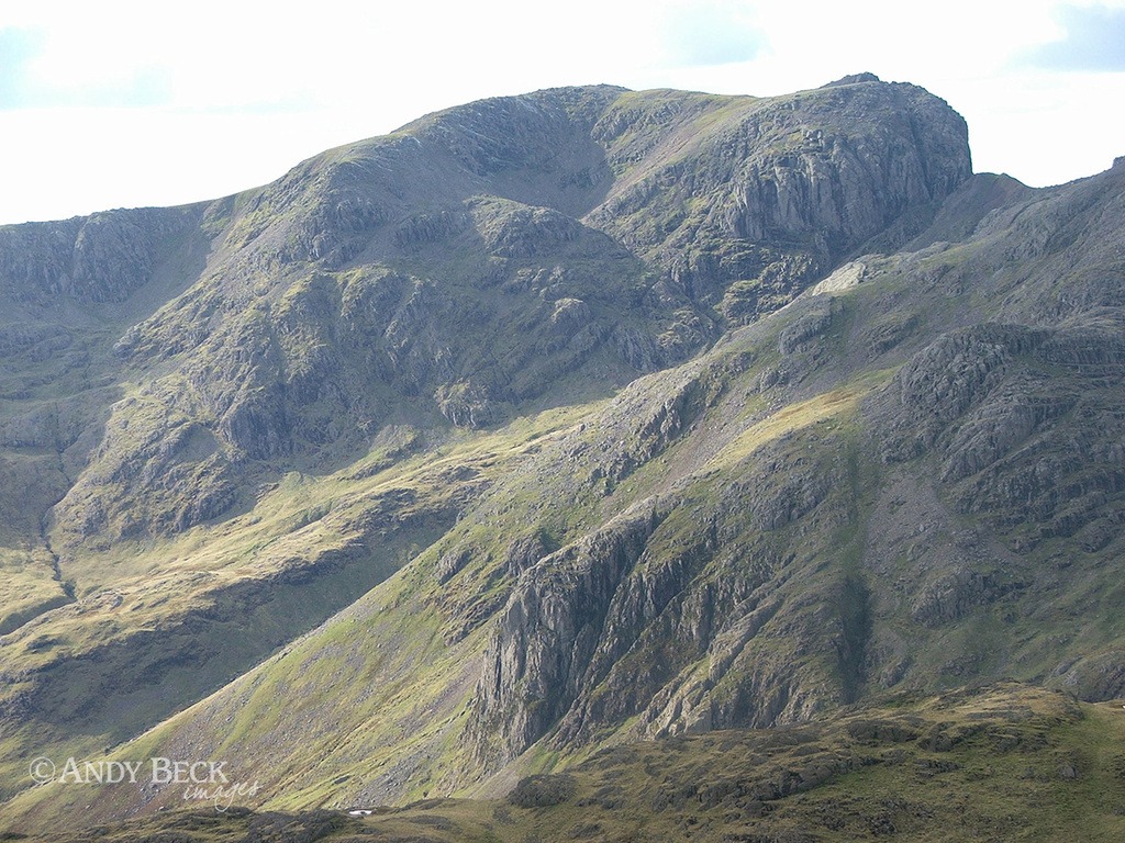 Scafell from Bow Fell. Wainwright Scafell, Scafell mountain
