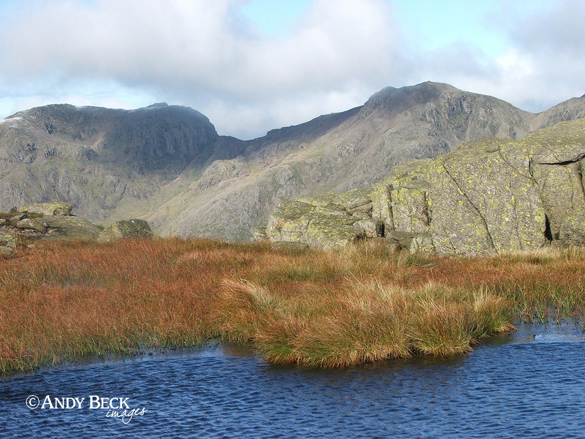 Scafells from Long Top tarn, Crinkle Crags